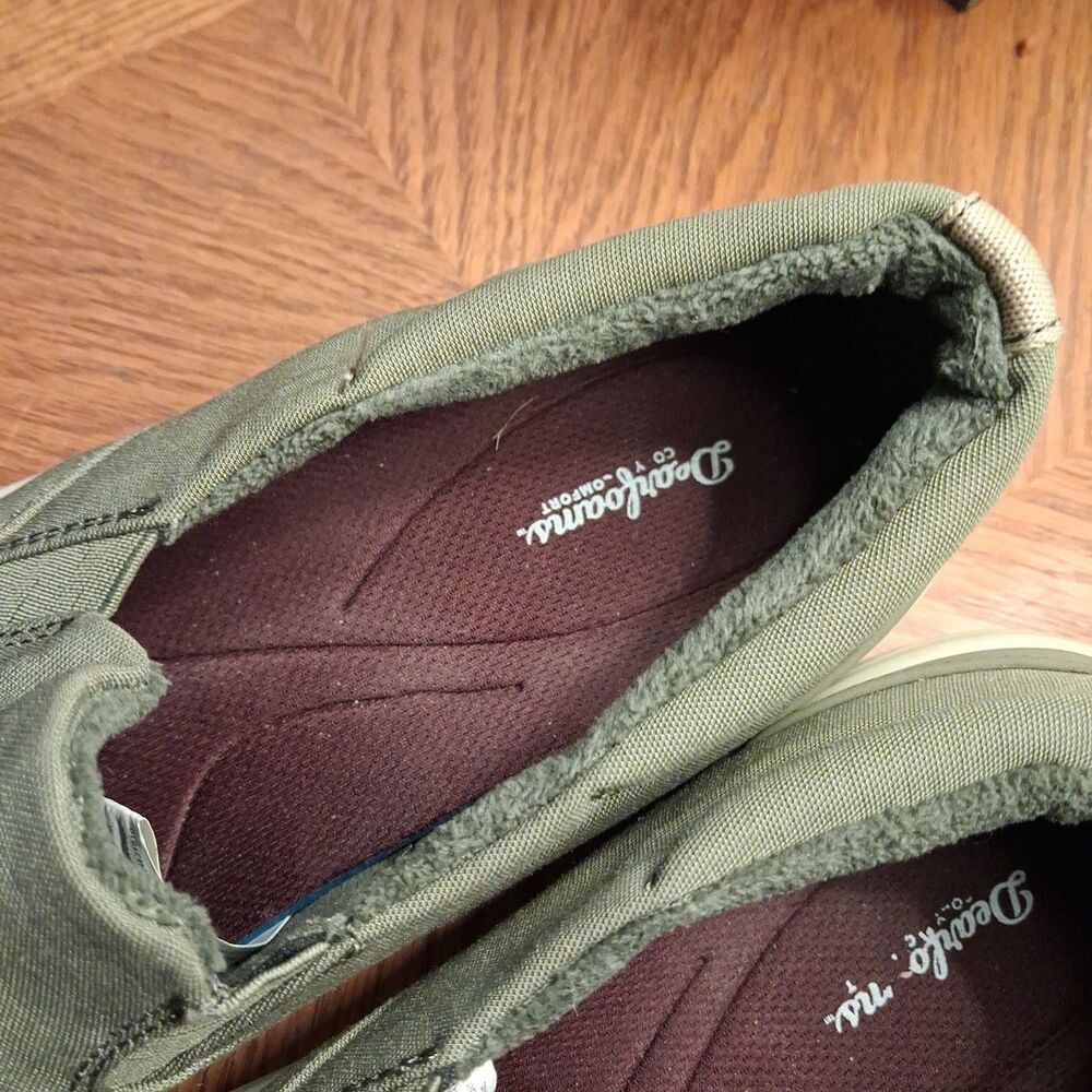 Dearforms Womens Green Canvas Slip On Flats Loafer Size 10 US 8 UK 10 AU Comfort - Picture 5 of 14